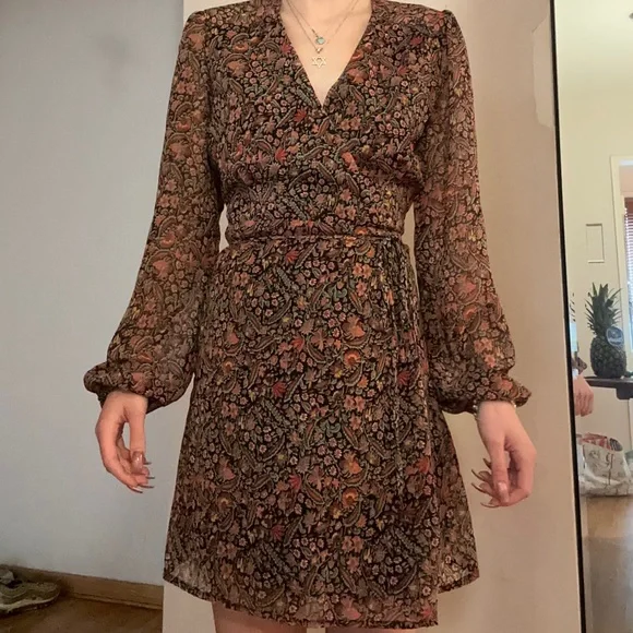 green emerald velvet dress Signature Wrap Dress in Sage Blossom main image 1